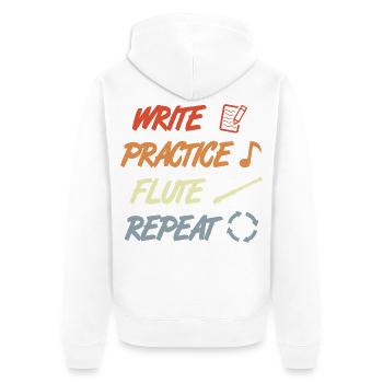 Write Practice Flute Repeat - Unisex Premium Organic Zip Hoodie - white - Back - Thijin (182cm)
