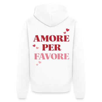 Amore per favore - Unisex Premium Organic Zip Hoodie - white - Back - Thijin (182cm)