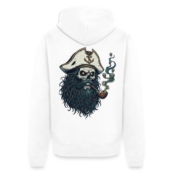 Kapitän Totenkopf Seemann Nautik Meer See Boot - Unisex Premium Bio Zip Hoodie - Weiß - Hinten - Thijin (182cm)