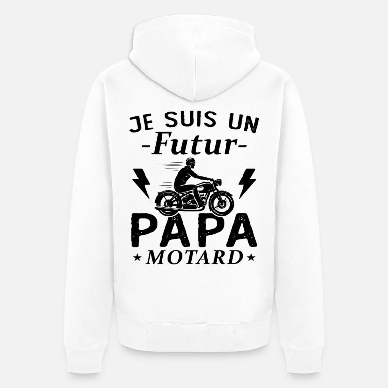 Ich bin ein werdender Biker-Vater - Unisex Premium Bio Zip Hoodie - Weiß