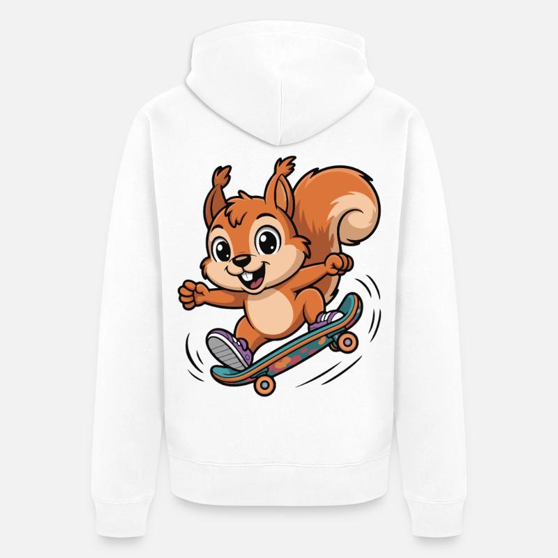 Skate-Eichhörnchen Sprinter - Unisex Premium Bio Zip Hoodie - Weiß