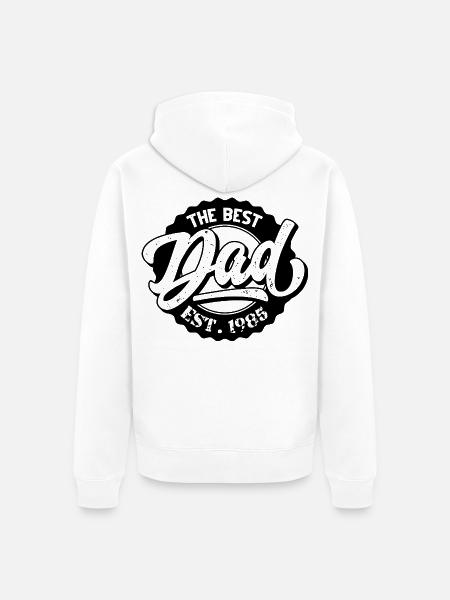 The Best Dad EST 1985 - Unisex Premium Organic Zip Hoodie - white