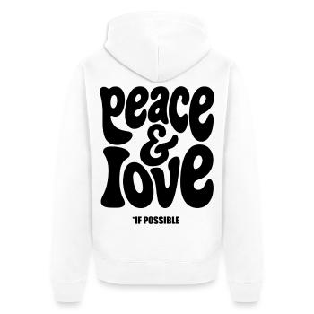 PEACE LOVE #1 - let's talk - Unisex Premium Organic Zip Hoodie - white - Back - Thijin (182cm)