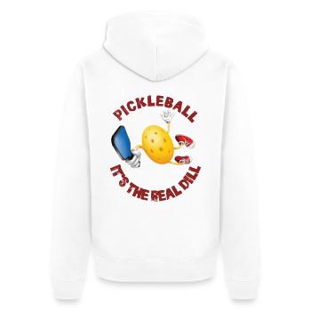 Pickleball: Es ist der wahre Dill - Unisex Premium Bio Zip Hoodie - Weiß - Hinten - Thijin (182cm)