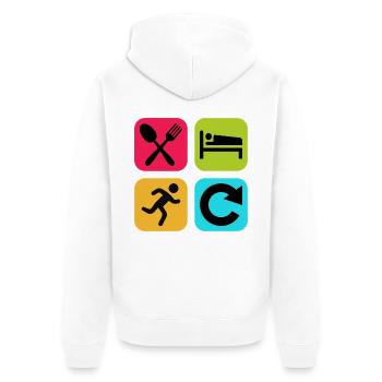 Mange, Dors, cours, répète, Citation drôle Jogger - Veste à capuche bio Premium Unisexe - blanc - Dos - Thijin (182cm)