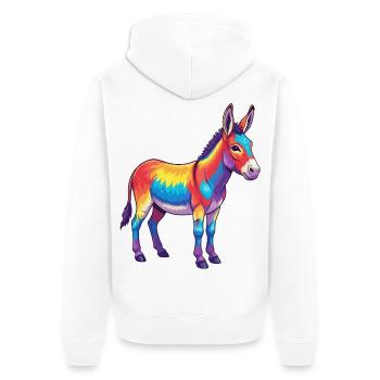 Bunte Eselregenbogen-Pop-Art-Aquarell - Unisex Premium Bio Zip Hoodie - Weiß - Hinten - Thijin (182cm)