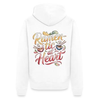 Ramen-tic At Heart Japanese Food Noodle Ramen - Unisex Premium Organic Zip Hoodie - white - Back - Thijin (182cm)