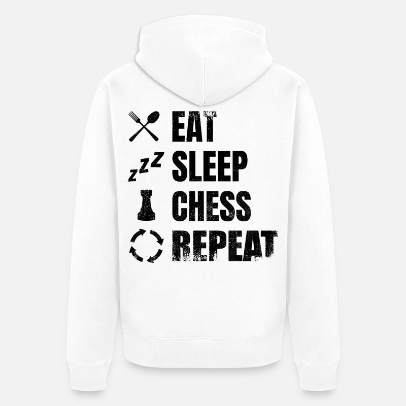 Manger, dormir, répéter les échecs - Veste à capuche bio Premium Unisexe - blanc