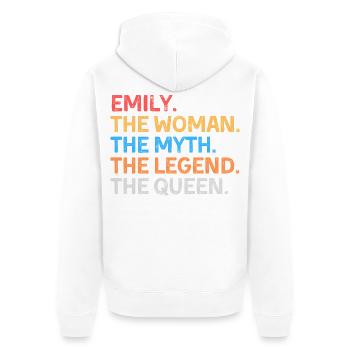 Emily Die Frau Der Mythos Die Legende Die Königin - Unisex Premium Bio Zip Hoodie - Weiß - Hinten - Thijin (182cm)