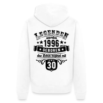 Legends were born in 1996 | 30 years - Unisex Premium Organic Zip Hoodie - white - Back - Thijin (182cm)