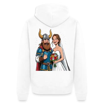 Wikinger Viking Legende Seemann Odin Rabe Hochzeit - Unisex Premium Bio Zip Hoodie - Weiß - Hinten - Thijin (182cm)