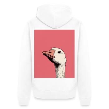 Judgmental Goose Illustration – Funny Animal Art D - Unisex Premium Bio Zip Hoodie - Weiß - Hinten - Thijin (182cm)