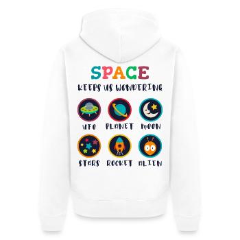 Space arouses curiosity - Unisex Premium Organic Zip Hoodie - white - Back - Thijin (182cm)