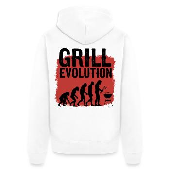 Grill Evolution Lustiger Grillmeister Spruch - Unisex Premium Bio Zip Hoodie - Weiß - Hinten - Thijin (182cm)