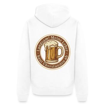 Langsam Meine Leber Überstunden Bier - Unisex Premium Bio Zip Hoodie - Weiß - Hinten - Thijin (182cm)