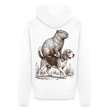Amateur de chien beagle chevauchant un capybara drôle - Veste à capuche bio Premium Unisexe - blanc - Dos - Thijin (182cm)