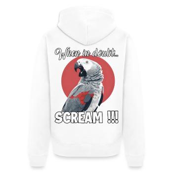Screaming African grey parrot T, funny parrot - Unisex Premium Organic Zip Hoodie - white - Back - Thijin (182cm)