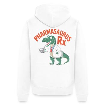 PharmaSaurus RX Doktoralligator - Unisex Premium Bio Zip Hoodie - Weiß - Hinten - Thijin (182cm)