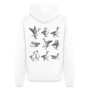 Motif de silhouettes d’oies grises - Veste à capuche bio Premium Unisexe - blanc - Dos - Thijin (182cm)