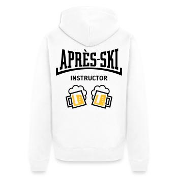 Après-Ski Instructor (Bier Apres Ski Konkav POS3C) - Unisex Premium Bio Zip Hoodie - Weiß - Hinten - Thijin (182cm)
