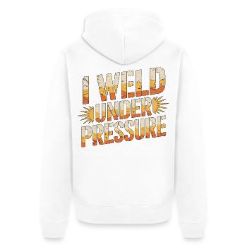 Welder I Weld Under Pressure Metalwork Welding - Unisex Premium Bio Zip Hoodie - Weiß - Hinten - Thijin (182cm)