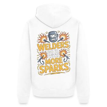 Welders Do It With More Sparks Mechanic Welding - Unisex Premium Organic Zip Hoodie - white - Back - Thijin (182cm)