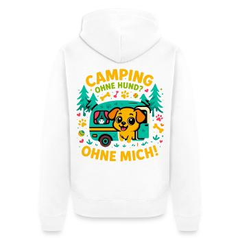 Camping Hundeliebe Urlaub, Geschenk Hundecamper - Unisex Premium Bio Zip Hoodie - Weiß - Hinten - Thijin (182cm)
