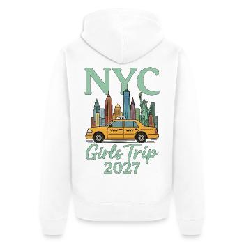 NYC Girls Trip 2027 - Unisex Premium Bio Zip Hoodie - Weiß - Hinten - Thijin (182cm)