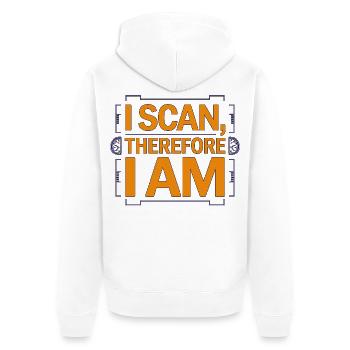 MRI Tech I Scan Therefore I Am MRI Technologist - Unisex Premium Bio Zip Hoodie - Weiß - Hinten - Thijin (182cm)