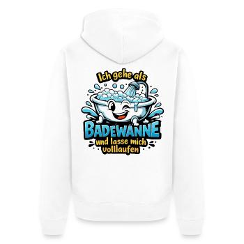 Ich gehe als Badewanne Karneval Spruch - Unisex Premium Bio Zip Hoodie - Weiß - Hinten - Thijin (182cm)