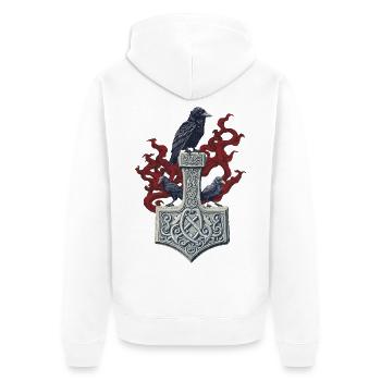 Viking Viking Legend Sailor Odin Raven Fighter - Unisex Premium Organic Zip Hoodie - white - Back - Thijin (182cm)