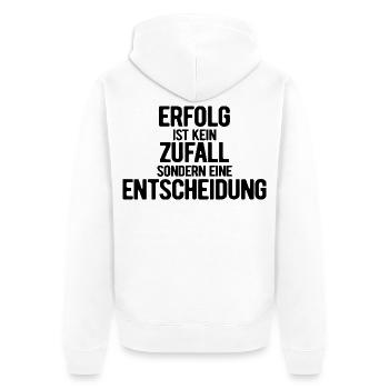 Erfolg ist kein Zufall - Motivation - Vorsätze - Unisex Premium Bio Zip Hoodie - Weiß - Hinten - Thijin (182cm)