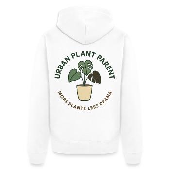 Urban Plant Parent - Unisex Premium Bio Zip Hoodie - Weiß - Hinten - Thijin (182cm)