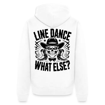 Line Dance – What Else? Western Skull Cowboy Tanz - Unisex Premium Bio Zip Hoodie - Weiß - Hinten - Thijin (182cm)