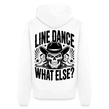 Line Dance – What Else? Western Skull Cowboy Tanz - Unisex Premium Bio Zip Hoodie - Weiß - Hinten - Thijin (182cm)