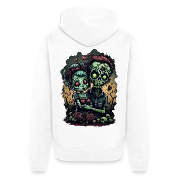 Valentine Zombie Love - Unisex Premium Bio Zip Hoodie - Weiß - Hinten - Thijin (182cm)