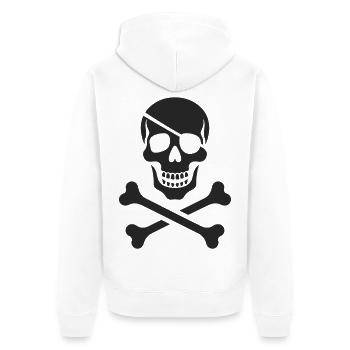 Klassischer Jolly Roger Piraten Totenkopf - Unisex Premium Bio Zip Hoodie - Weiß - Hinten - Thijin (182cm)