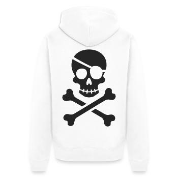 Klassischer Jolly Roger Piraten Totenkopf - Unisex Premium Bio Zip Hoodie - Weiß - Hinten - Thijin (182cm)
