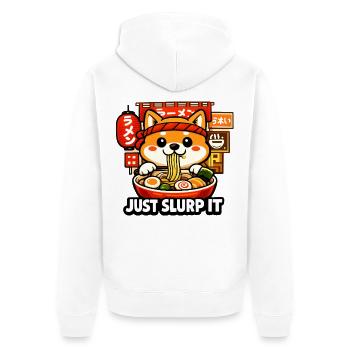 Kawaii Shiba Ramen Fun - Unisex Premium Organic Zip Hoodie - white - Back - Thijin (182cm)