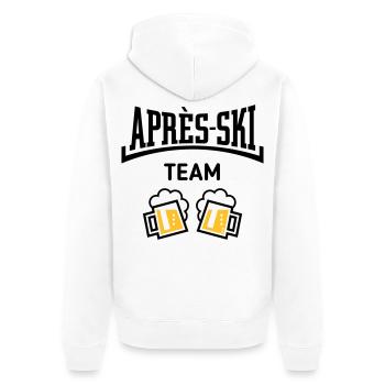 Après-Ski Team (Bier Apres Ski Konkav / POS 3C) - Unisex Premium Bio Zip Hoodie - Weiß - Hinten - Thijin (182cm)
