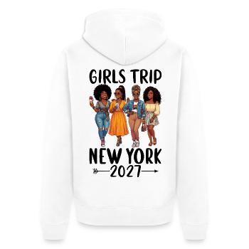 New York Girls Trip 2027 - Unisex Premium Organic Zip Hoodie - white - Back - Thijin (182cm)