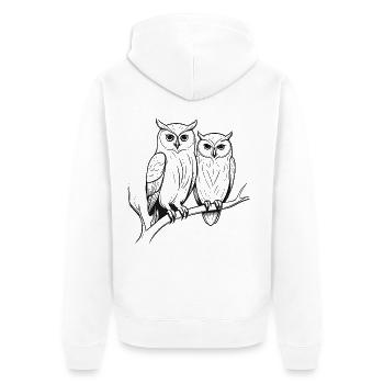 Owl Bird Couple Animals Nature - Unisex Premium Organic Zip Hoodie - white - Back - Thijin (182cm)
