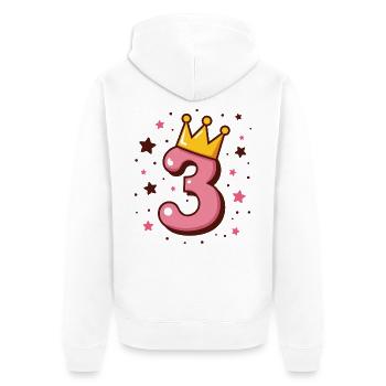 3rd Birthday Little Princess with Crown - Unisex Premium Organic Zip Hoodie - white - Back - Thijin (182cm)