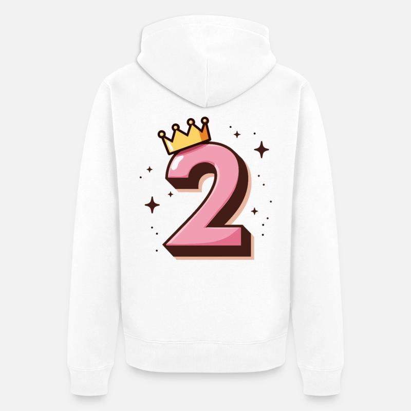 2e anniversaire Petite Princesse Couronne - Veste à capuche bio Premium Unisexe - blanc
