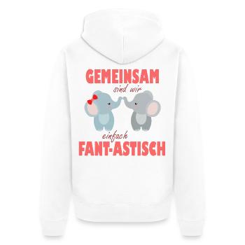 Gemeinsam sind wir Fantastisch – Elefantenfreude - Unisex Premium Bio Zip Hoodie - Weiß - Hinten - Thijin (182cm)