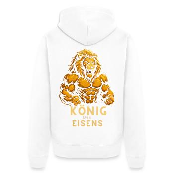 König des Eisens - Unisex Premium Bio Zip Hoodie - Weiß - Hinten - Thijin (182cm)