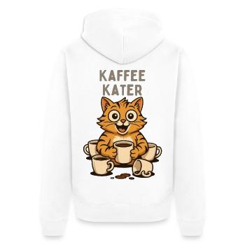 Kaffee Kater Cartoon - Unisex Premium Bio Zip Hoodie - Weiß - Hinten - Thijin (182cm)