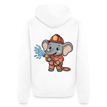 Feuerwehr elefant Schlauchspritzer - Unisex Premium Bio Zip Hoodie - Weiß - Hinten - Thijin (182cm)