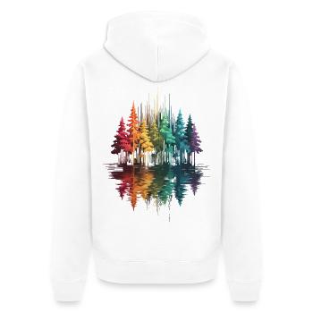 Bäume, Wald, Natur, Wildnis, Outdoor, Reflexion - Unisex Premium Bio Zip Hoodie - Weiß - Hinten - Thijin (182cm)