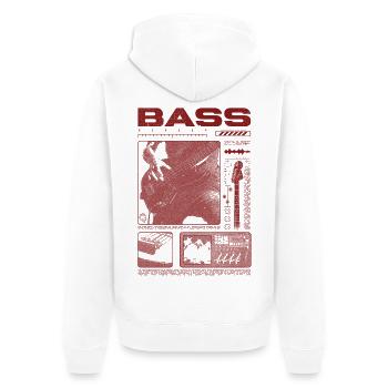 Bassgitarrenliebhaber Bassist Streetwear - Unisex Premium Bio Zip Hoodie - Weiß - Hinten - Thijin (182cm)